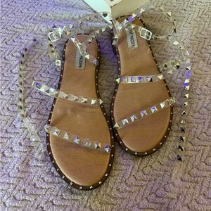 Steve Madden Tan Crystal Embellished Sandals